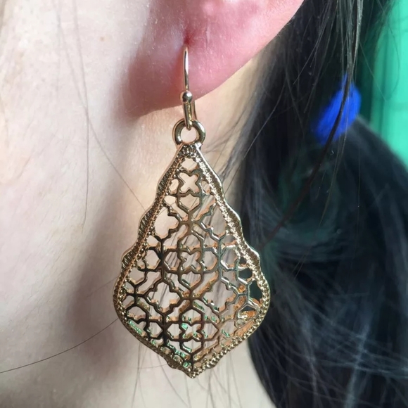 NEW Rose Gold Colored Filigree Drop Dangle Fish Hook Earrings - Picture 9 of 15